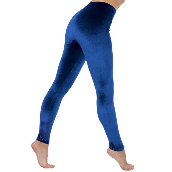 Los Angeles Apparel Velvet Electric Blue High Waist Stretch Leggings X-Small - Picture 1 of 10